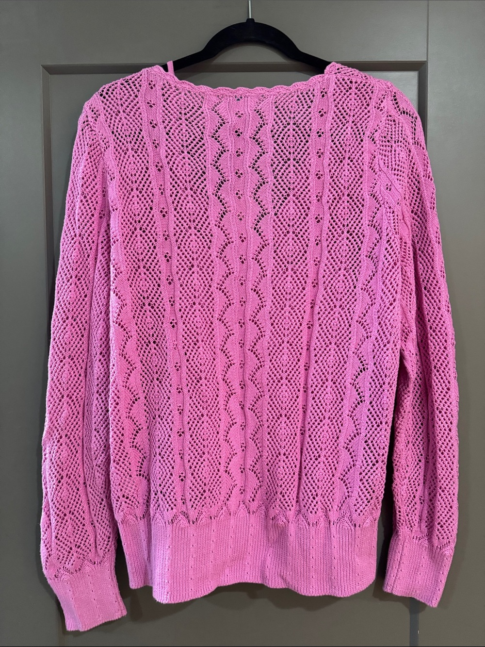 Sundance Pink Openwork V-Neck Sweater - Picture 4 of 5